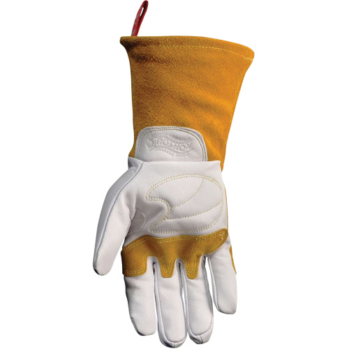Gants de soudeur TIG/MIG de premi&egrave;re qualit&eacute; avec dos en cuir de vache refendue isol&eacute;es et ignifug&eacute;s Caiman, Cuir fleur de ch&egrave;vre, Taille Moyen The Estey Group