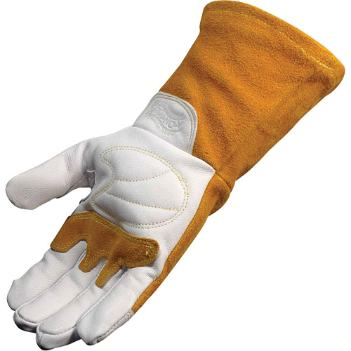 Gants de soudeur TIG/MIG de premi&egrave;re qualit&eacute; avec dos en cuir de vache refendue isol&eacute;es et ignifug&eacute;s Caiman, Cuir fleur de ch&egrave;vre, Taille Moyen The Estey Group