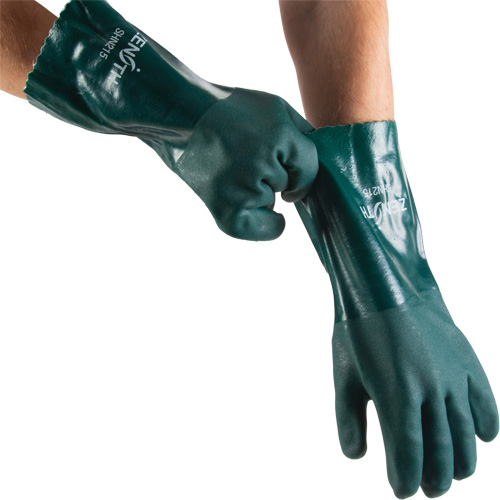 Gants verts &agrave; double enduit, 14" lo, PVC, Doublure en Jersey de coton, 70 mils The Estey Group