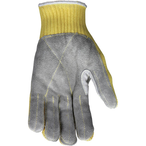 Gants de travail r&eacute;sistant &agrave; la coupe CutPro avec paume en cuir fendu, Taille Petit, Calibre 7, Enveloppe en Kevlar, ASTM ANSI niveau A3 The Estey Group