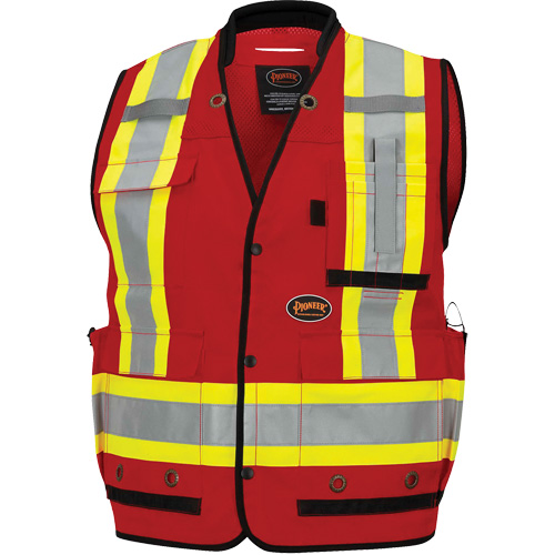 6678 High-Visibility Antimicrobial Mesh-Back Surveyor Vest, Red, Small, Polyester The Estey Group