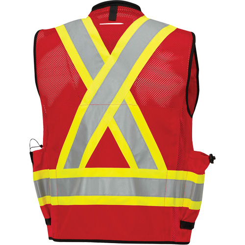 6678 High-Visibility Antimicrobial Mesh-Back Surveyor Vest, Red, Small, Polyester The Estey Group
