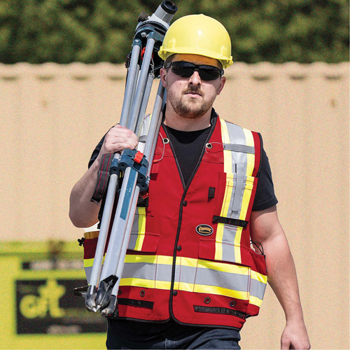 6678 High-Visibility Antimicrobial Mesh-Back Surveyor Vest, Red, Small, Polyester The Estey Group