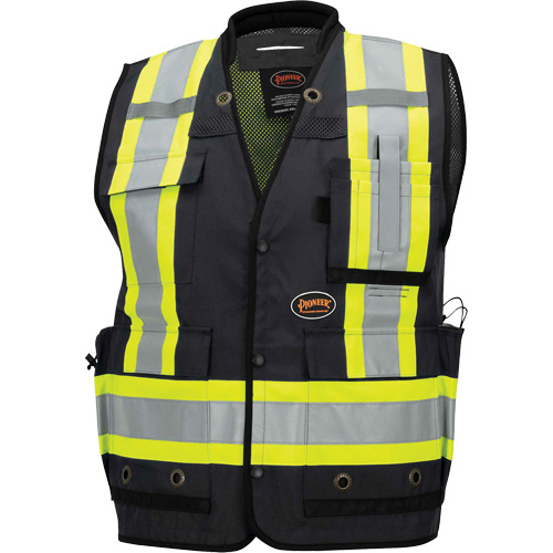 6679 High-Visibility Antimicrobial Mesh-Back Surveyor Vest, Black, Small, Polyester The Estey Group