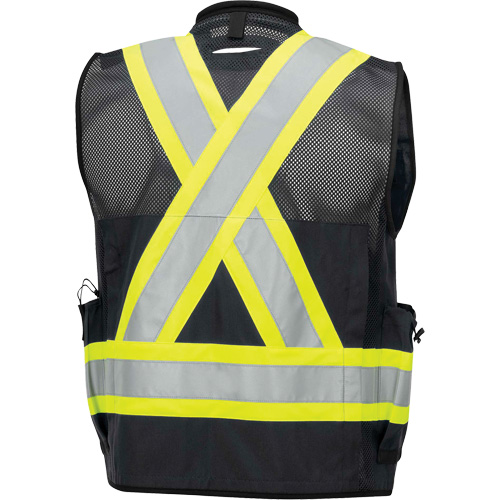 6679 High-Visibility Antimicrobial Mesh-Back Surveyor Vest, Black, Small, Polyester The Estey Group