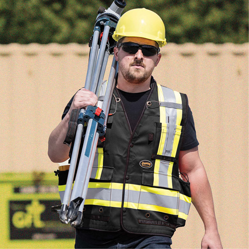 6679 High-Visibility Antimicrobial Mesh-Back Surveyor Vest, Black, Small, Polyester The Estey Group