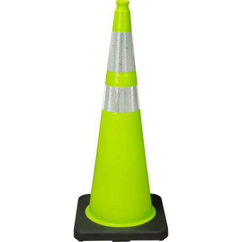 Premium Traffic Cone, 36", Lime Green, 4" & 6" Reflective Collar(s) The Estey Group