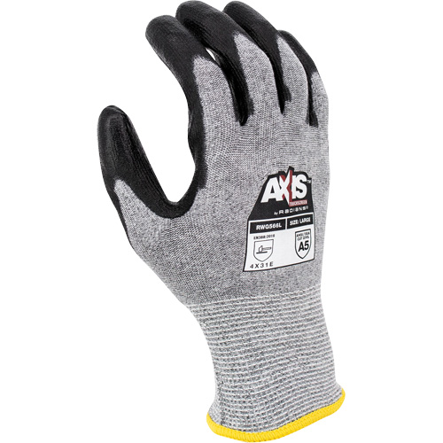 RWG566 AXIS Cut Protection Touchscreen Work Glove, Size X-Small, 18 Gauge, Polyurethane Coated, Stainless Steel/HPPE Shell, ASTM ANSI Level A5/EN 388 Level E The Estey Group