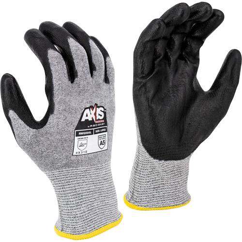 RWG566 AXIS Cut Protection Touchscreen Work Glove, Size X-Small, 18 Gauge, Polyurethane Coated, Stainless Steel/HPPE Shell, ASTM ANSI Level A5/EN 388 Level E The Estey Group