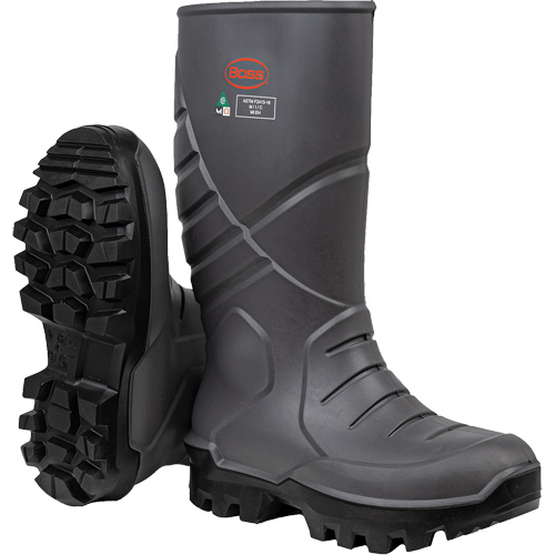 Bottes de s&eacute;curit&eacute; int&eacute;grales Boss avec semelle interm&eacute;diaire et prot&egrave;ge-m&eacute;tatarse interne, Polyur&eacute;thane thermique, Embout Acier, Semelle R&eacute;sistant aux perforations, Pointure 6 The Estey Group