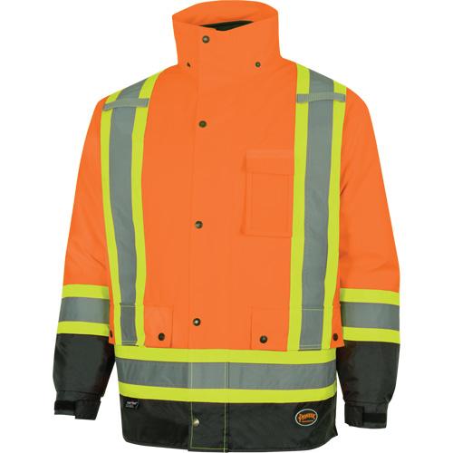 Parka de s&eacute;curit&eacute; d'hiver imperm&eacute;able 7-en-1 5056 Pioneer Yukon, Polyester, Noir/Orange haute visibilit&eacute;, T-petit The Estey Group