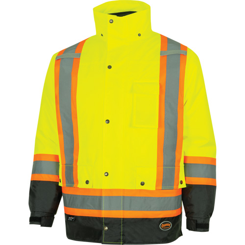 Parka de s&eacute;curit&eacute; d'hiver imperm&eacute;able 7-en-1 5057 Pioneer Yukon, Polyester, Noir/Jaune lime haute visibilit&eacute;, T-petit The Estey Group
