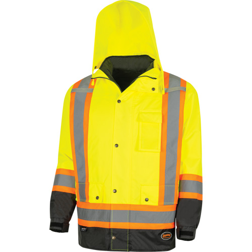 Parka de s&eacute;curit&eacute; d'hiver imperm&eacute;able 7-en-1 5057 Pioneer Yukon, Polyester, Noir/Jaune lime haute visibilit&eacute;, T-petit The Estey Group