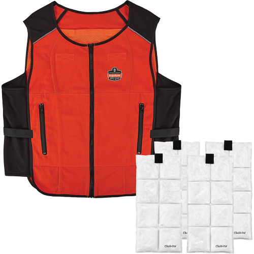 Veste de refroidissement &agrave; changement de phase l&eacute;g&egrave;re avec sachets de recharge Chill-Its 6260, 2T-grand/3T-grand, Orange The Estey Group