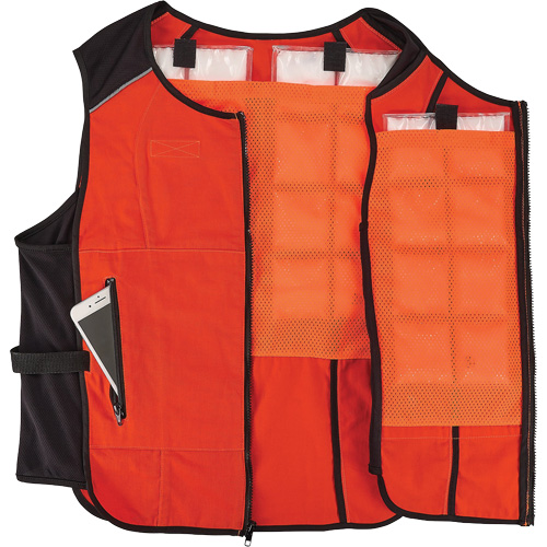Veste de refroidissement &agrave; changement de phase l&eacute;g&egrave;re avec sachets de recharge Chill-Its 6260, 2T-grand/3T-grand, Orange The Estey Group