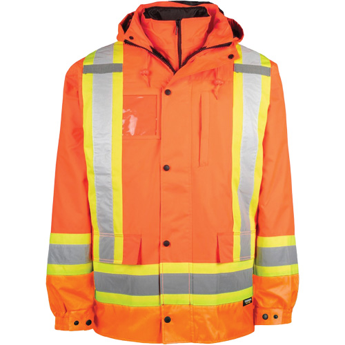 High-Visibility 7-in-1 Jacket, Polyester, High Visibility Orange, 4X-Large The Estey Group