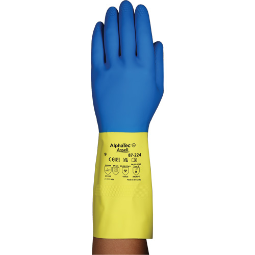 Alphatec&reg; 87-224 Chemical-Resistant Gloves, Size 7, 12.8" L, Neoprene/Rubber Latex, Cotton/Flock-Lined Inner Lining, 26.8-mil The Estey Group
