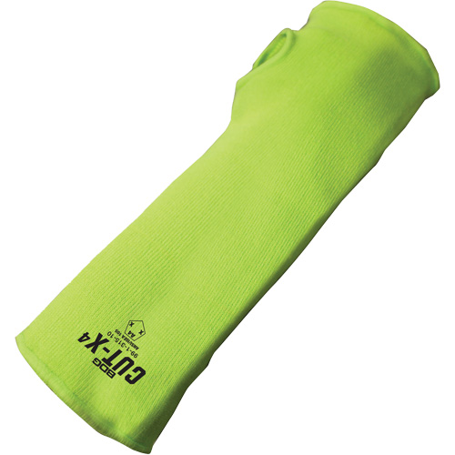 Cut-X&reg; Cut-Resistant Sleeve with Thumb Hole, Fibreglass/Polyethylene, 14", ASTM ANSI Level A4, High Visibility Lime The Estey Group