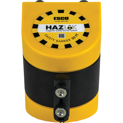 Syst&egrave;me de barri&egrave;re de s&eacute;curit&eacute; HAZLOK, Plastique, Fixation magn&eacute;tique, 30', Ruban Noir et jaune The Estey Group