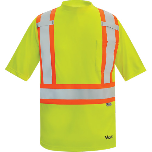 Viking&reg; Safety Bamboo Lined T-shirt, Polyester, Medium, High Visibility Lime-Yellow The Estey Group