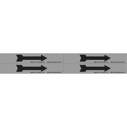 Marqueur de tuyau  Arrow, Autocollant, 1-1/8" h x 7" la, Noir sur aluminium The Estey Group
