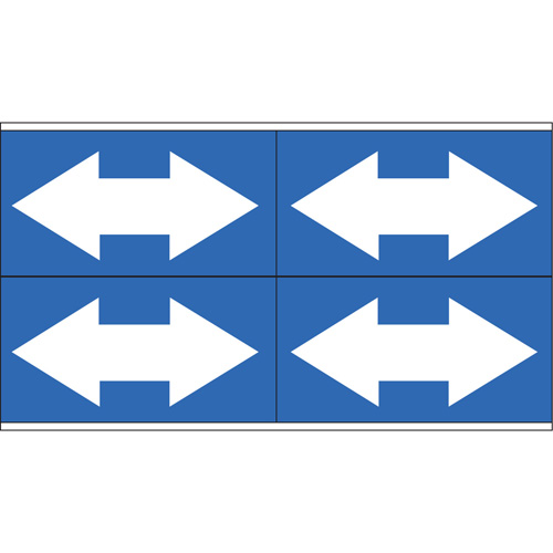 Marqueurs de tuyau avec fl&egrave;ches bidirectionnelles, Autocollant, 1-1/8" h x 7" la, Blanc/bleu The Estey Group