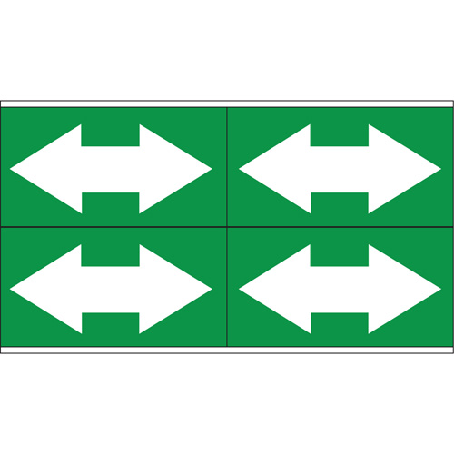 Dual Direction Arrow Pipe Markers, Self-Adhesive, 1-1/8" H x 7" W, White on Green The Estey Group
