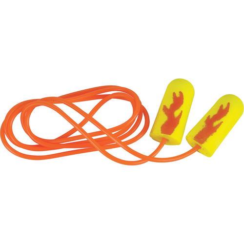 Bouchons d'oreilles &eacute;clat n&eacute;on jaune E-A-Rsoft, Vrac - Sac en poly, Avec cordon The Estey Group