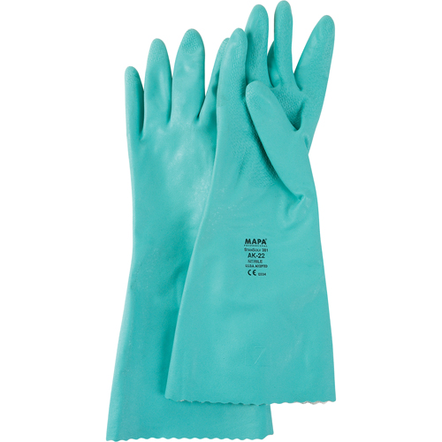 Gants &agrave; prise emboss&eacute;e &agrave; motif en Z StanSolv, Taille Petit/7, 14" lo, Nitrile, Doublure en Interlock, 11 mils The Estey Group