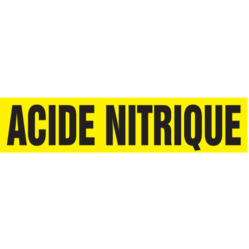 Marqueurs de tuyau "Acide Nitrique", Autocollant, 2-1/2" h x 12" la, Noir sur jaune The Estey Group