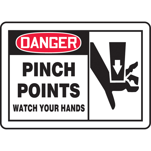"Pinch Points" Sign, 10" x 14", Vinyl, English with Pictogram The Estey Group