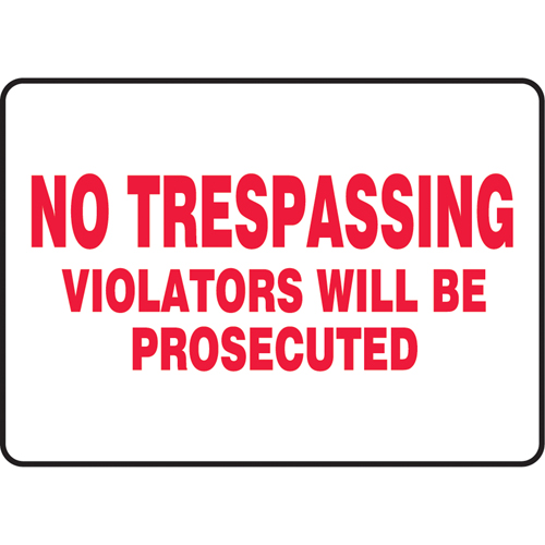 "No Trespassing" Sign, 10" x 14", Vinyl, English The Estey Group