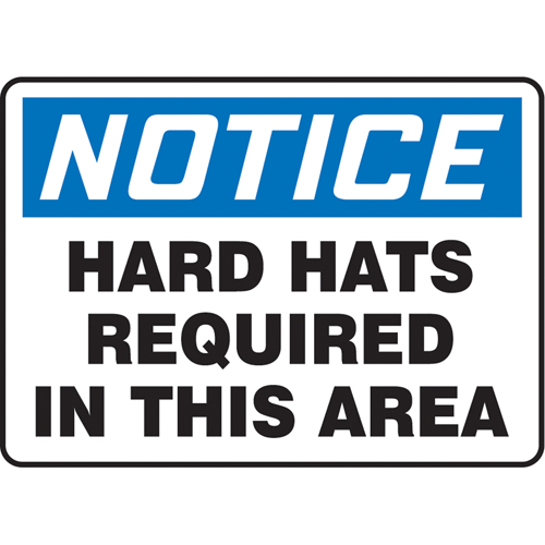 "Hard Hats Required" Sign, 10" x 14", Vinyl, English The Estey Group
