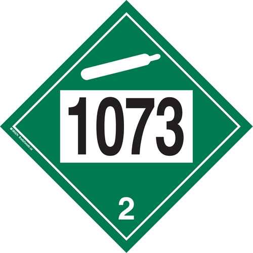 Plaque-&eacute;tiquette TMD 1073 pour gaz ininflammable oxyg&egrave;ne liqu&eacute;fi&eacute;, Plastique The Estey Group