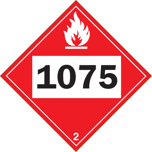 Plaque-&eacute;tiquette TMD 1075 pour gaz inflammable oxyg&egrave;ne liqu&eacute;fi&eacute;, Plastique The Estey Group