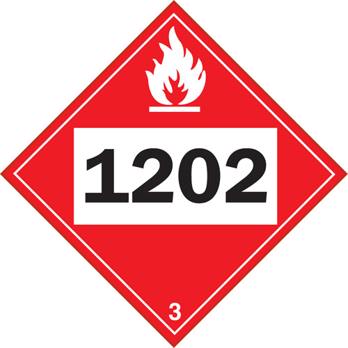 Plaque-&eacute;tiquette TMD 1202 pour liquide inflammable huile combustible, Vinyle adh&eacute;sif The Estey Group
