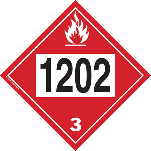 Plaque-&eacute;tiquette TMD 1202 pour liquide inflammable huile combustible, Plastique The Estey Group