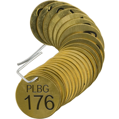 &eacute;tiquettes num&eacute;rot&eacute;es pour vannes PLPG, # 176-200, Laiton, 1,5" dia. The Estey Group
