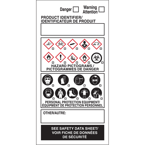OTS WHMIS Labels, Vinyl, Sheet, 4" L x 2" W The Estey Group