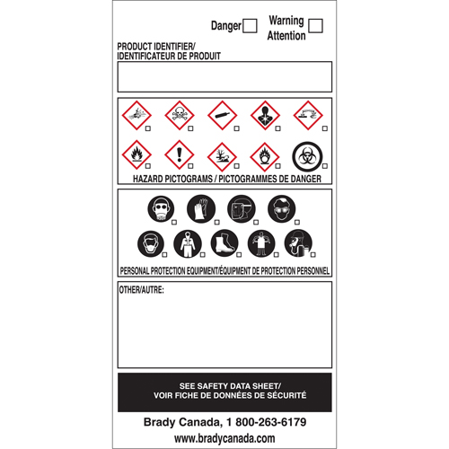 OTS WHMIS Labels, Vinyl, Sheet, 6" L x 3" W The Estey Group