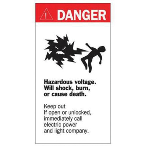 "Danger Hazardous Voltage" Sign, 8" x 4-1/2", Acrylic, English with Pictogram The Estey Group