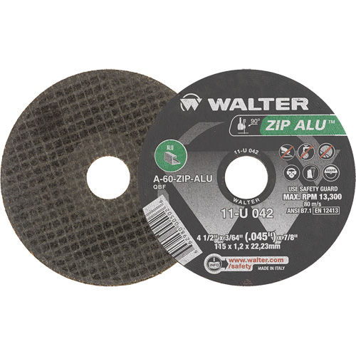 Meule &agrave; tronçonner Zip Alu, 4-1/2" x 3/64", Arbre de 7/8", Type 1, Oxyde d'aluminium, 13 300 Tr/min The Estey Group