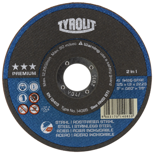 Premium 2-In-1 Thincut Cut-Off Wheels, 4-1/2" x 1/16", 7/8" Arbor, Type 1, Aluminum Oxide, 13300 RPM The Estey Group