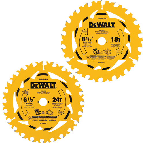 Assortiment de lames de scie circulaire, 6-1/2", 18/24 dents, Pour Bois The Estey Group