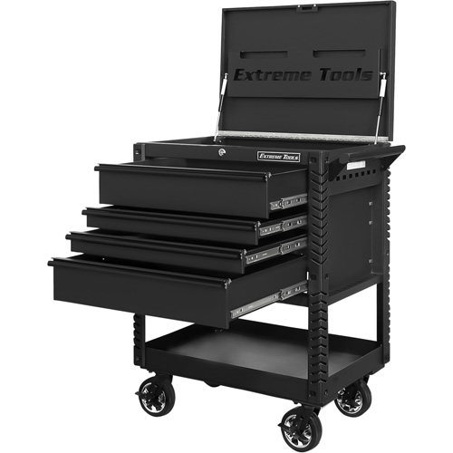 EX Deluxe Series Tool Cart, 4 Drawers, 22-7/8" L x 33" W x 44-1/4" H, Black The Estey Group