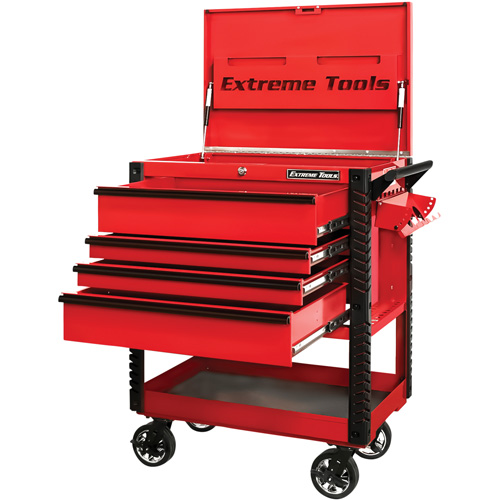 EX Deluxe Series Tool Cart, 4 Drawers, 22-7/8" L x 33" W x 44-1/4" H, Red The Estey Group