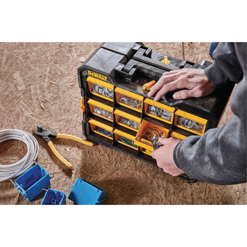 Flip-Bin Organizer, 3-7/8" W x 17-3/4" D x 13-7/8" H, Black/Yellow The Estey Group
