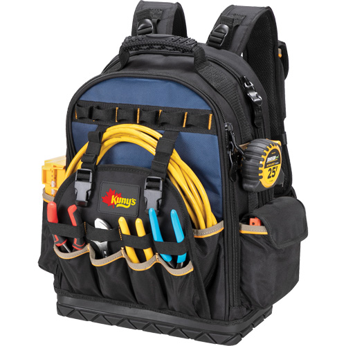 Molded Base Tool Backpack, 18" L x 13" W, Black/Blue, Ballistic/Polyester The Estey Group