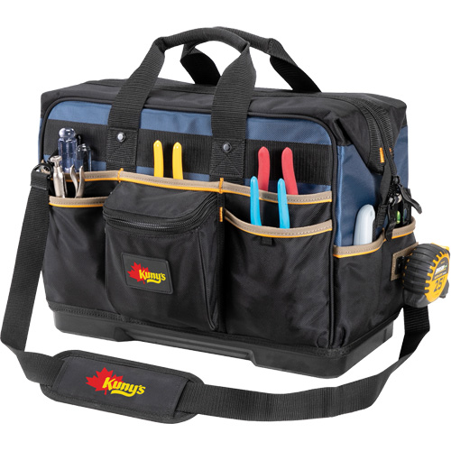 Molded Base Contractor's Closed-Top Tool Bag, Ballistic Polyester, 29 Pockets, Black/Blue The Estey Group