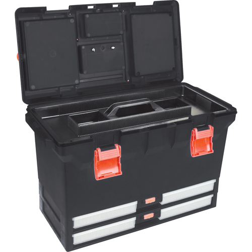 Coffres &agrave; outils en plastique, 22" la x 11" p x 14-1/2" h, Noir The Estey Group
